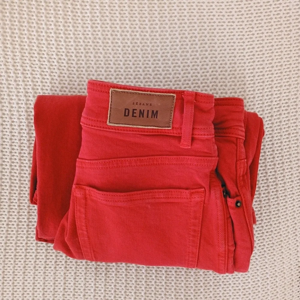 Sezane red denim
